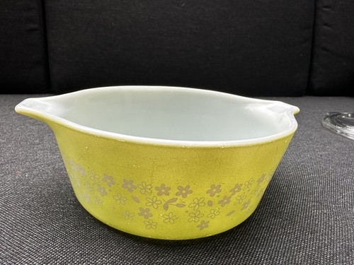 Vintage Pyrex Green Spring Blossom Baking Dish & Lid 750ml 472-B Crazy Daisy - Picture 16 of 17