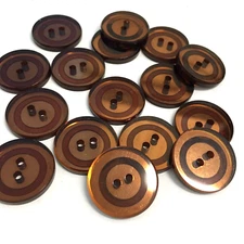 24 Buttons Shiny Mirror Brown Plastic Flat 2-Hole Sew Through Sewing 21 mm #BR29