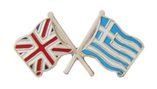 Greece & United Kingdom Flags Friendship Courtesy Pin Badge