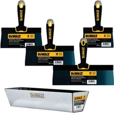 DEWALT Taping Knife Set Premium Blue Steel 6-8-10-12" w/ 16" Heli-Arc Mud Pan 