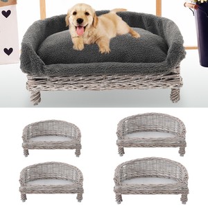 grey wicker dog bed