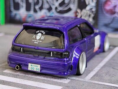 Hot Wheels Custom Honda Civic EF9 Over Fender Purple Tomica