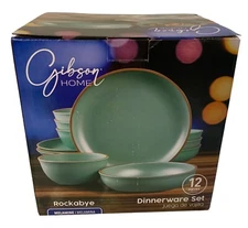 Gibson Home Rockabye 12 Piece Double Bowl Melamine Dinnerware Set