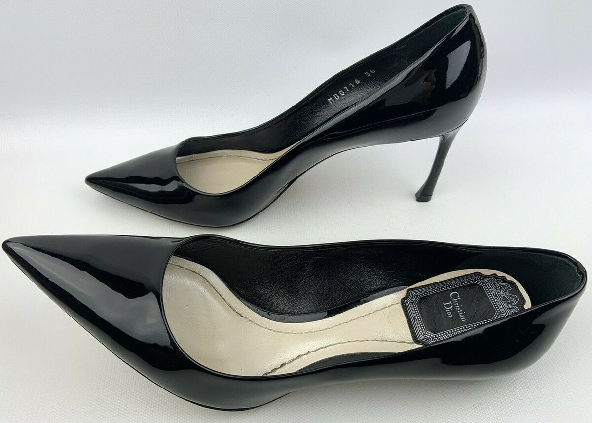 Christian Dior Women's Black Patent Leather Heels Shoes sz Christian Dior Women's Black Patent Leather Heels Shoes sz