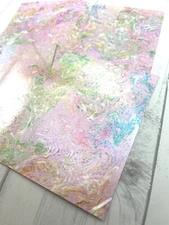 Holographic Marbled Art Background Sheets 4 Pcs Cardstock 4x5.25"Cotton Candy