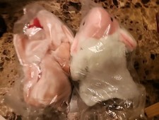Lot 2 Hand Puppet 9" Pink Pig Lamb Sheep Plush Farm Preschool Pretend Play
