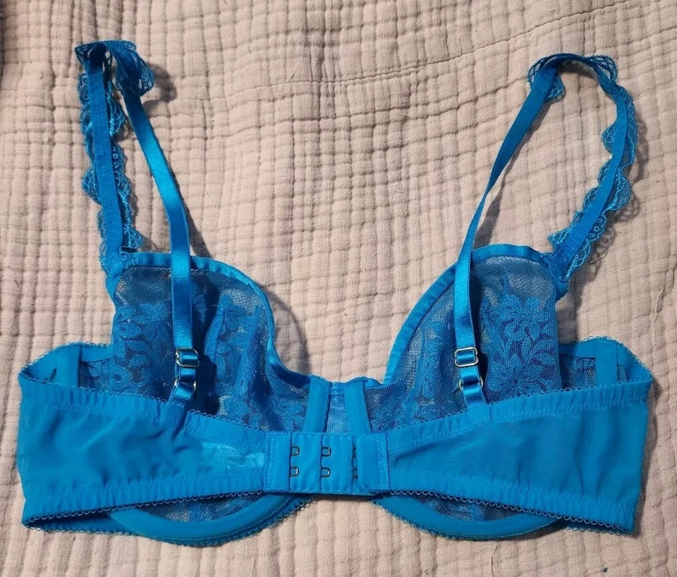 Sujetador Wacoal Luxe Azul Encaje Bordado Talla 34D Estilo 55148 Intriga Con Aros Foto 2 de 3