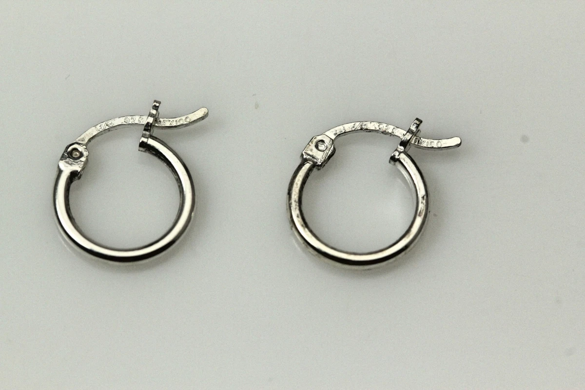 Small thin sterling 2024 silver hoop earrings