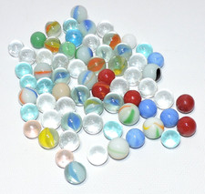 VTG LOT OF 67 Swirl Clear Sparkle Assorted Glass Marbles Mixed Sizes 1/2" 5/8"