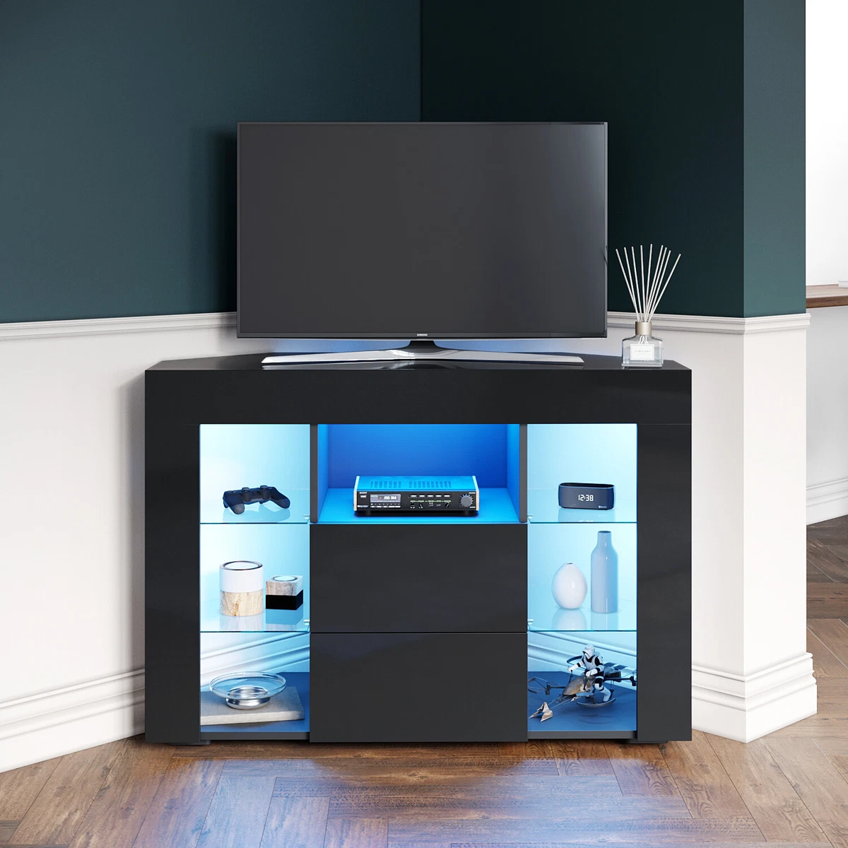 Tall black corner tv stand deals