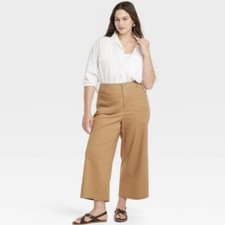 High-Rise Cropped Wide Leg Pants - Ava  Viv, NWT Plus Size 22 Brown