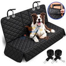 Dog Seat Cover for Back Seat Durable Waterproof Car Truck Suv w/ 2 Dog Seatbelt