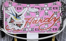 Crossbody Handbag NWT ED HARDY Pink Skull  Bird w/Chain, Bag Charms, and Strap
