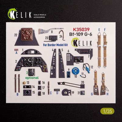 1/35 Kelik K35039 Bf-109 G-6 - interior 3D decals for Border Models kit