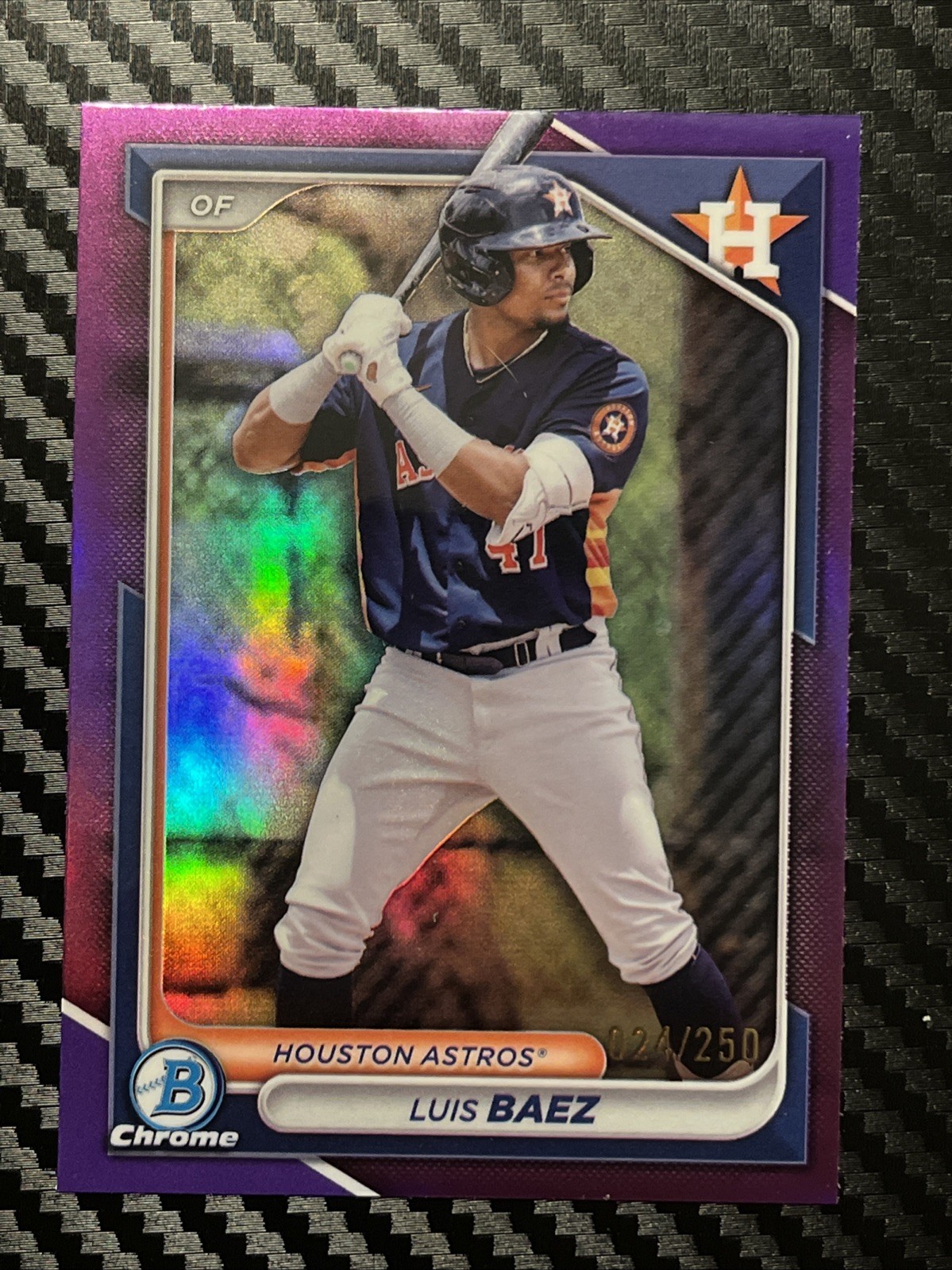2024 Bowman - Chrome Prospects Luis Baez #BCP-66 Purple Refractor /250 (RC)