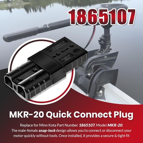 1865107 MKR20 Trolling Motor Quick Connect Plug for Minn Kota 6-12 Gauge Wire - Foto 3 di 13