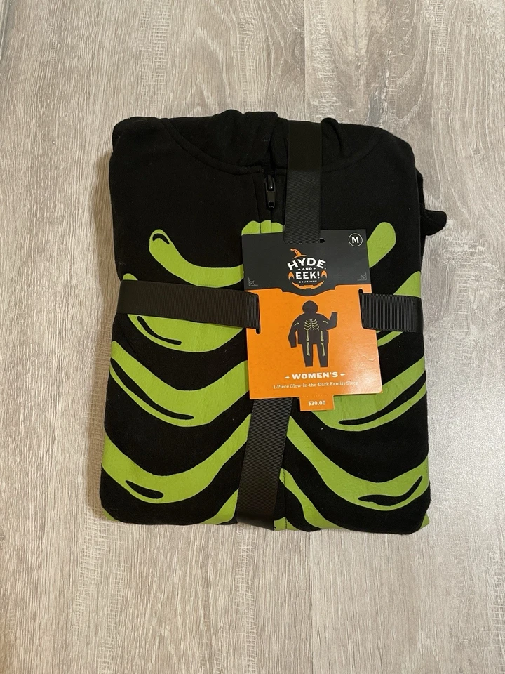 NWT! Hyde & EEK! Boutique Women's Glow-in-the-Dark Skeleton One-Piece pajama set - Image 2 of 4