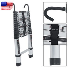 14.5FT Aluminum Extension Telescoping Lightweight Step Ladder with Hooks 330lbs