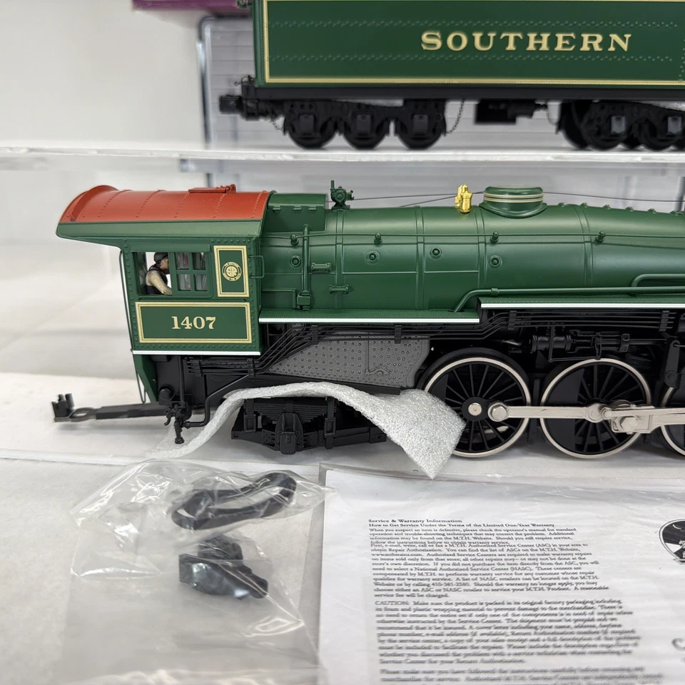 MTH Premier 20-3466-1 Southern Green 4-6-2 Ps-4 Steam PS.3 O Gauge Used #1407 - Image 4 of 4