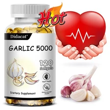 Garlic Capsules - 5000 mg -Promotes Cholesterol Health-Heart Health-120 Capsules