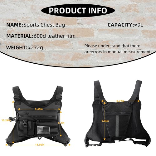 Outdoor Sports Chest Bag for Men, Running Vest Tactical Pack, Water Resistant... - Bild 3 von 6