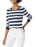 Amazon Essentials Damen Pullover Langarm Rundhals ÜBergrößE Marineblau Weiß M