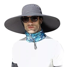 XXL Big Head & Super Wide Brim Sun Hats for Men Large Fishing Sun Hat UPF50+W...