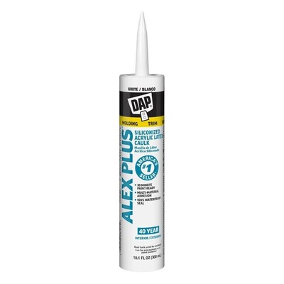 DAP Alex Plus Acrylic Latex Caulk, White, 10.1 Oz (7079818152)