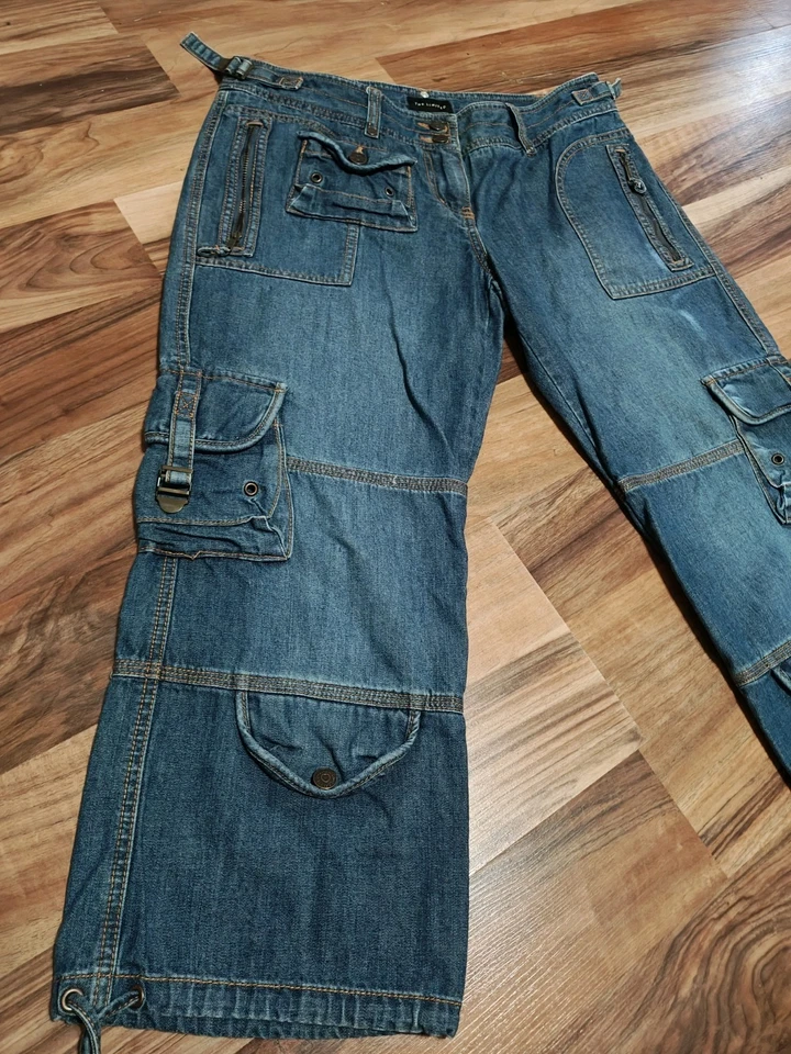 Pantalones de mezclilla cargo The Limited Y2K recortados talla 6 para mujer tiro bajo años 2000 Foto 3 de 4
