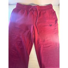 True Religion Mens Red Jogger Sweatpants Horseshoe Logo Fleece Pants Large