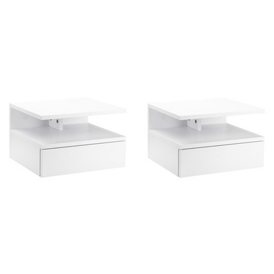 HOMCOM schwimmender Nachttisch 2er Set, Wandmontage Nachttischschrank mit Schublade