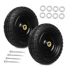 13 Inch Solid Rubber Tires, 4.00-6 Tire Flat Free with 5/8" 13 INCH - 2 PACK