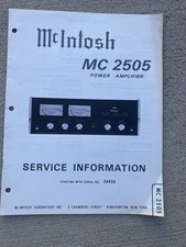 McIntosh MC 2505 Amplifier Service Manual Original 