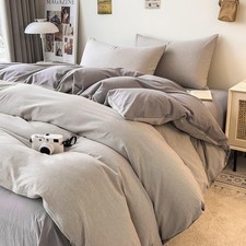 Duvet Cover Set - 100 Washed Cotton, 3 Piece Pre-Washed Super Soft Breathabl...