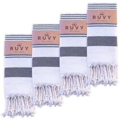 Home Basics Turkish Hand Towels for Bathroom Set of 4 | 18''x40'', Cotton | Dec...