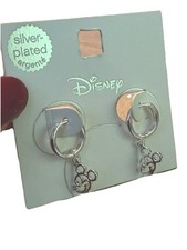 Disney Mickey Mouse Silver-Plated Head Hoop Earrings New with Tags