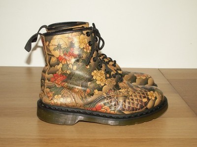 Dr. Martens 1460 x Evisu Art Leather Tattoo Japanese Koi Boots UK 6 (1633)