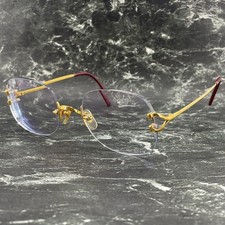Cartier C-Motif Rimless Eyeglasses Gold Vintage Rare Made In France Authentic