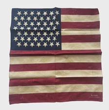 VINTAGE LAUREN RALPH LAUREN USA AMERICAN FLAG 100% SILK 16" SQUARE NECK SCARF