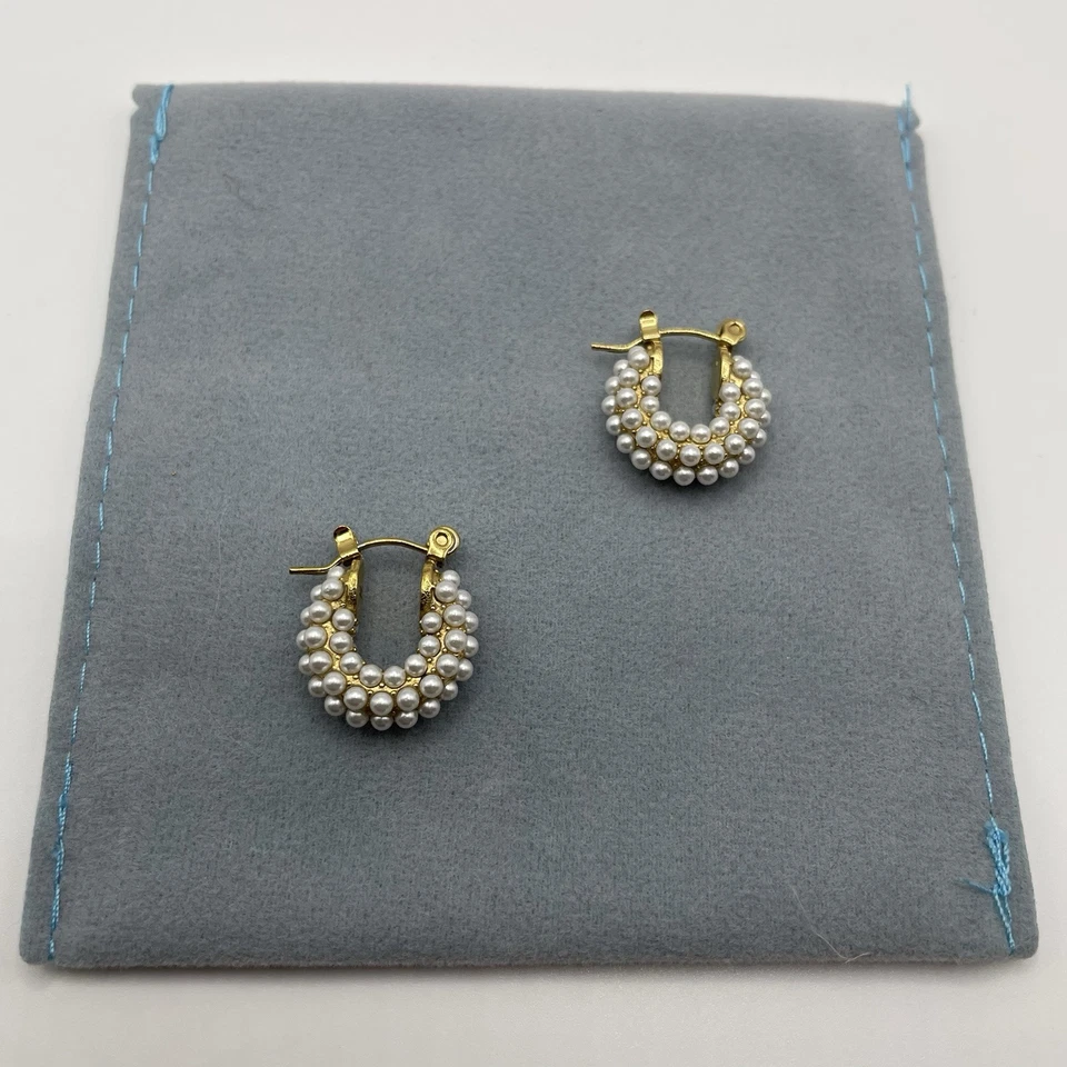 Marrin Costello Audrey Huggies - Pearl - Gold - 14k Gold Plated - Pre-owned - Image 3 of 3