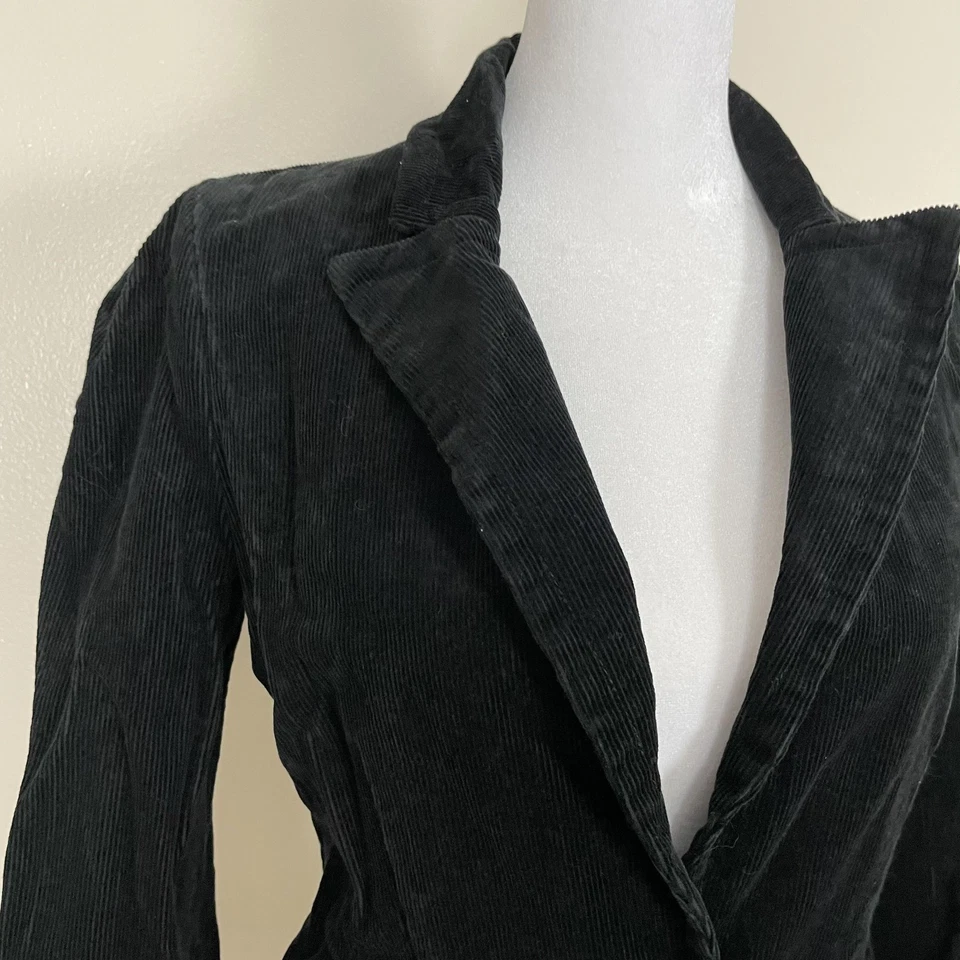 Juicy Couture Blazer Womens Small Black Corduroy Velvet Jacket Made USA Classic - Image 4 of 4