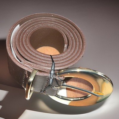 Zara 100% leather belt with an oval buckle (typically featuring an RN 77302 NEW