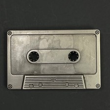 Vintage Cassette Tape Belt Buckle Unisex Silver Retro Music 80s 90s Novelty