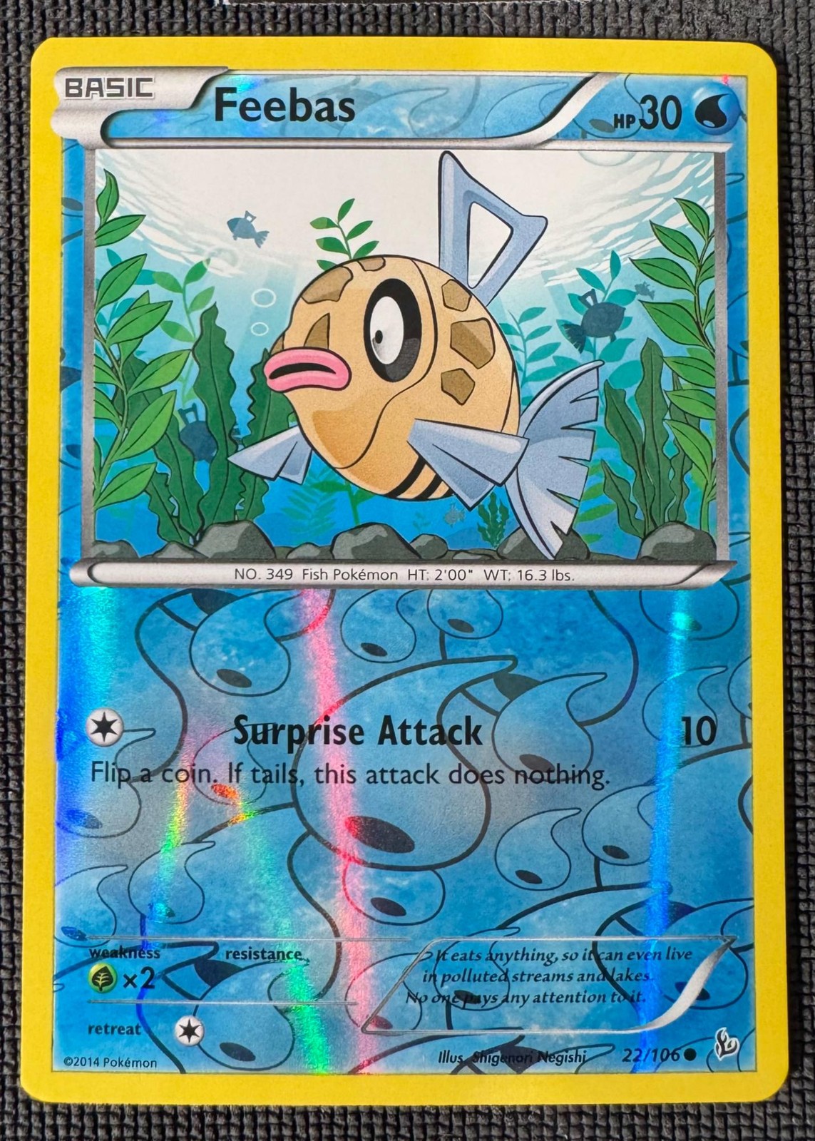 FEEBAS 22/106 COMMON FLASHFIRE POKEMON REVERSE HOLO NM