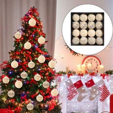 16 Pack 2.36 Inch Flocked Christmas Balls, Hanging Christmas Baubles