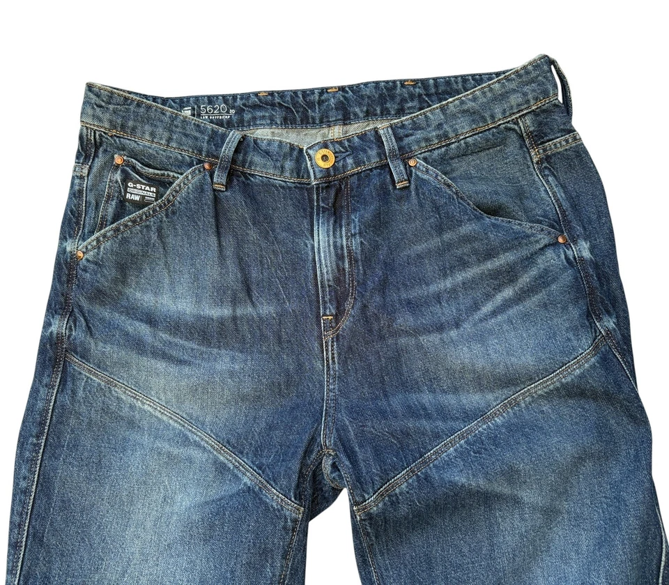 Pantalones de mezclilla finos de algodón de tiro medio azules G-Star 5620 3D Low Boyfriend para mujer W28 L32 Foto 3 de 4