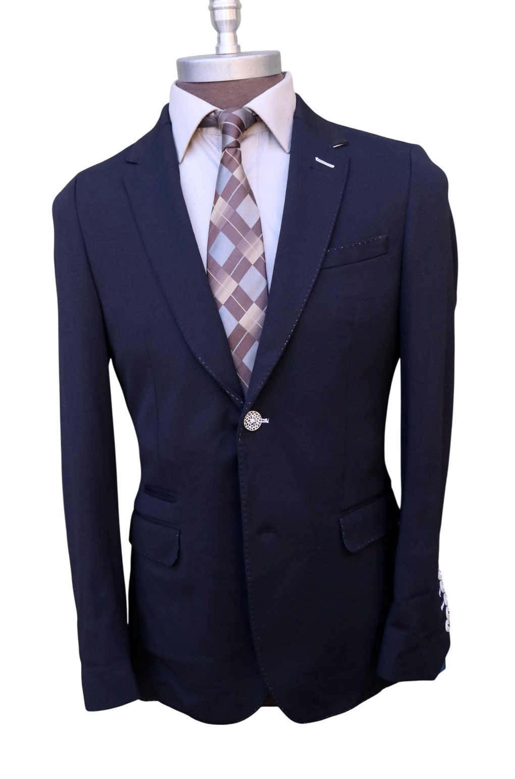 Maceoo Solid Black Unconstructed Two Button Trave… - image 1