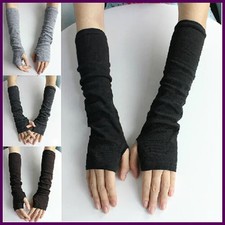 Knitted Long Fingerless Mittens Glove Arm Warmer Stretchy Mitten Unisex Crochet