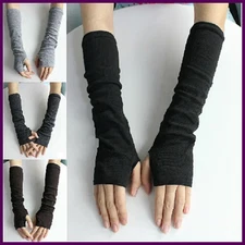 Knitted Long Fingerless Mittens Glove Arm Warmer Stretchy Mitten Unisex Crochet