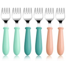 6-Pack Stainless Steel Toddler Forks with Round Handle, Baby Kids Utensils ...